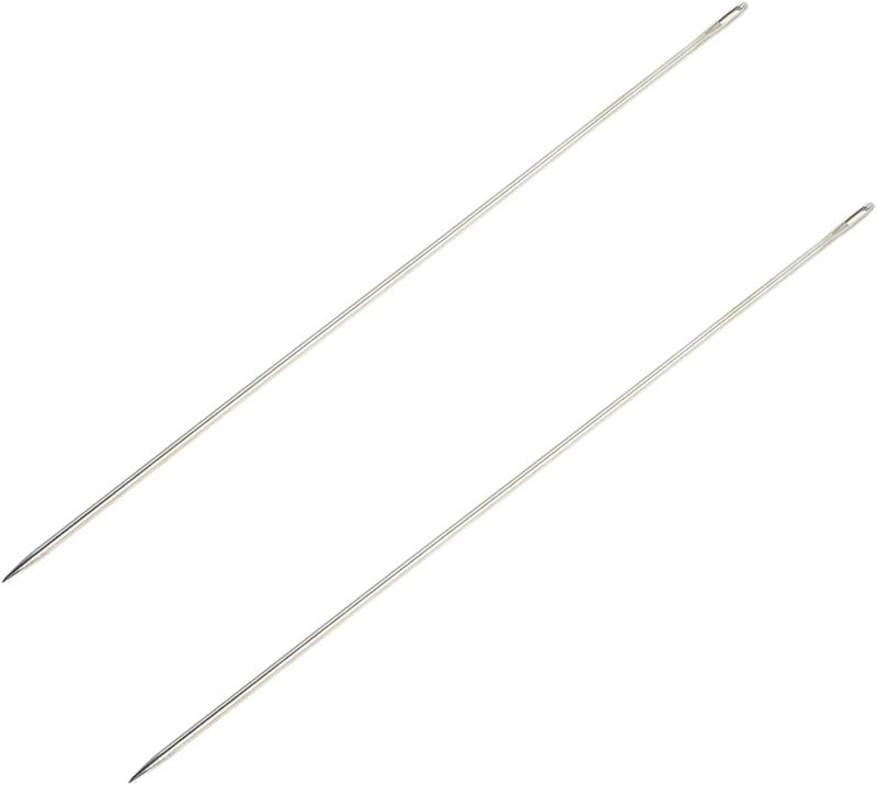 Dophee 2 PCS Professional Upholstery Needles, 12" Long 3mm Thickness Big Eye Hand Sewing Needles for Stitching Crafting Projects Home Crafts Doll Making Carpet Leather Canvas Repairing - Image 1